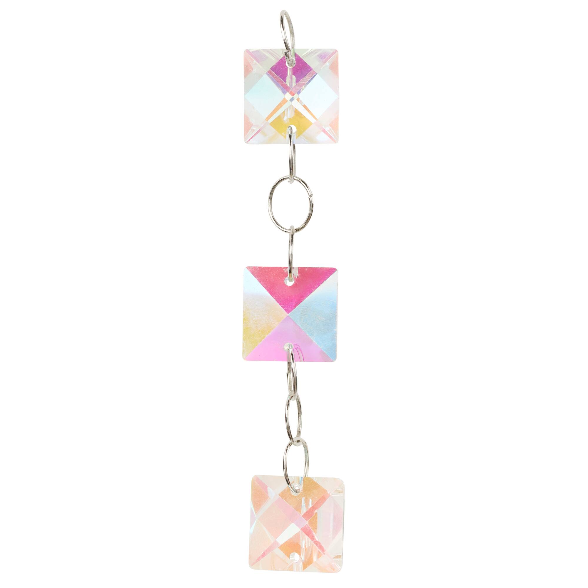 Crystal Aurora Borealis Square Glass Beads, 20mm by Bead Landing™